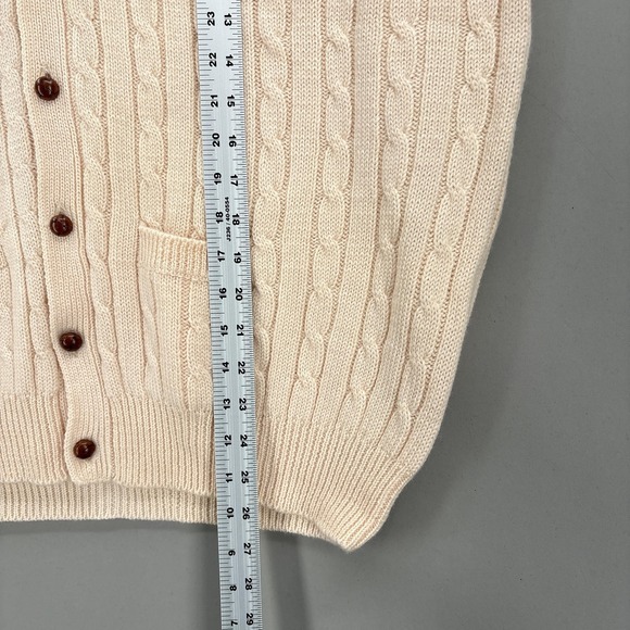 Vintage Lands' End Sweater Vest Mens XL White 100% Wool Cable Grandpa Cardigan - Picture 7 of 10